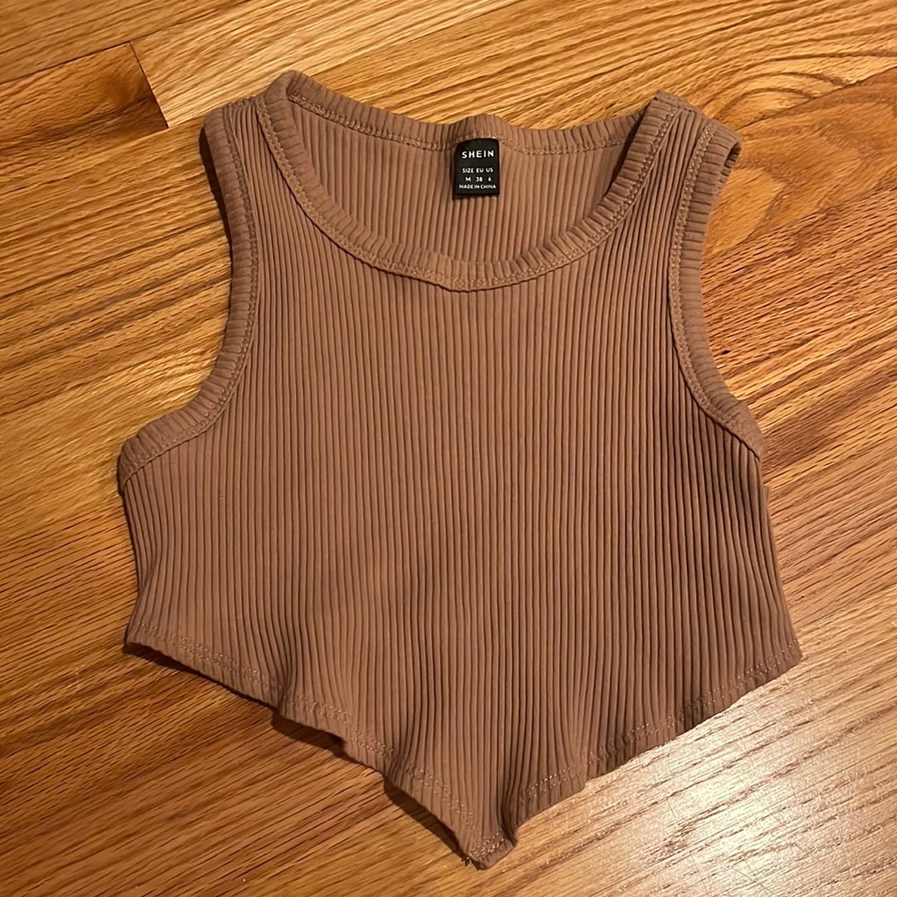 Shein Tan Crop Top with Point at Front